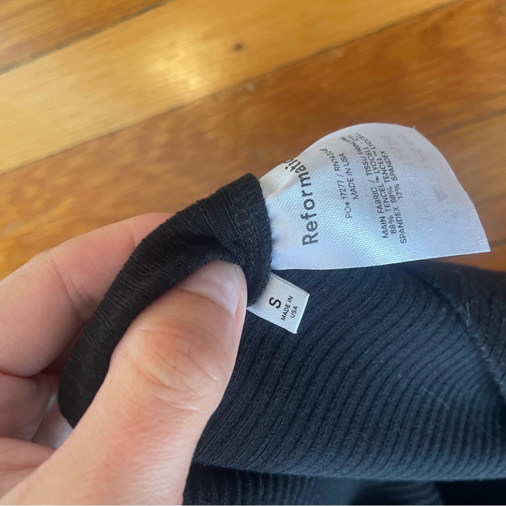 Reformation Black Ribbed mini Dress - Picture 2 of 3